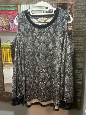 Women's MK Snake-Print Cold Shoulder long sleeve sweatshirt